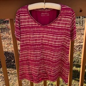 Eddie Bauer pink and tan T-shirt